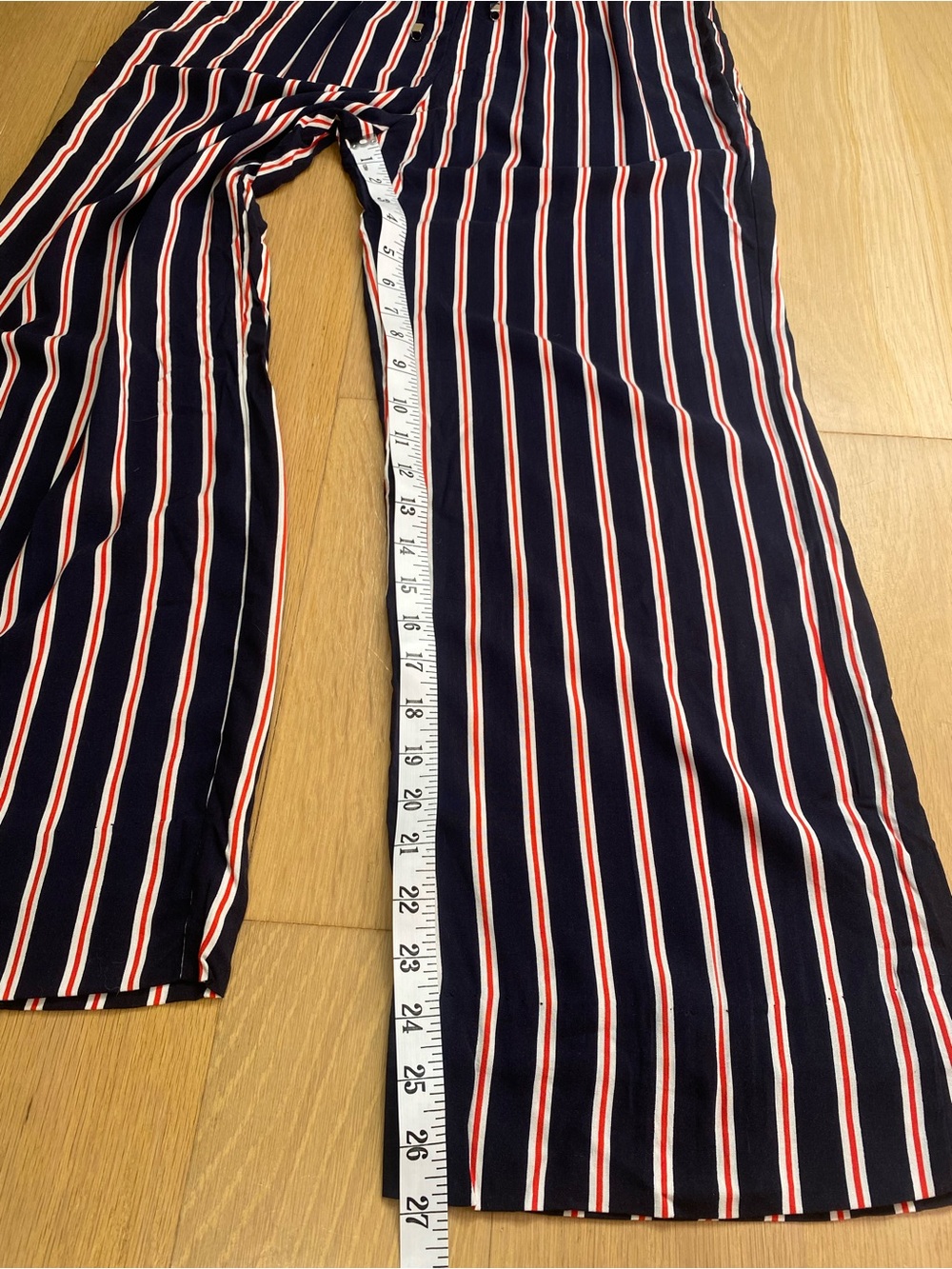 Cynthia Rowley Classic Striped Wide Leg Pants Nautical Dark Navy Red White Large - Picture 8 of 11